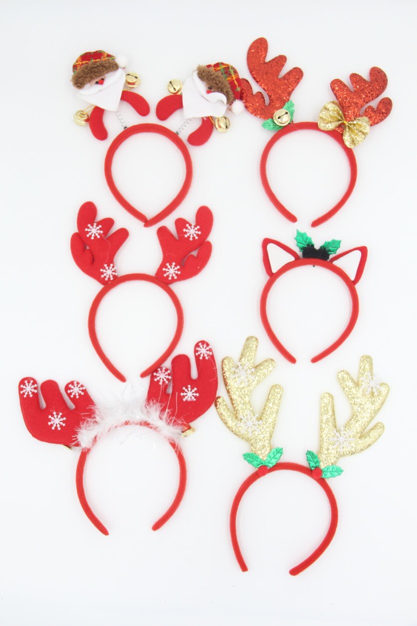 12 Pieces Headbands Xmas Headwear Reindeeer