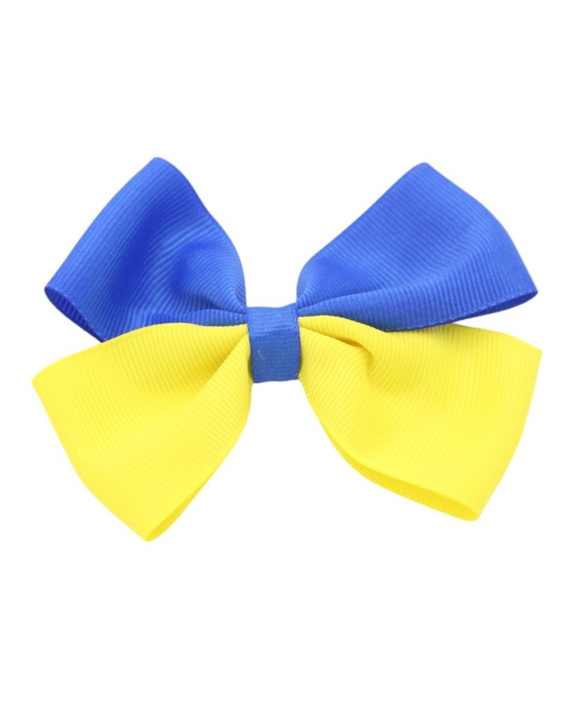 Medium Dusty Ukraine Flag Hair Barrete Bow Hair Clip, 2pc set, 3.5 cm size