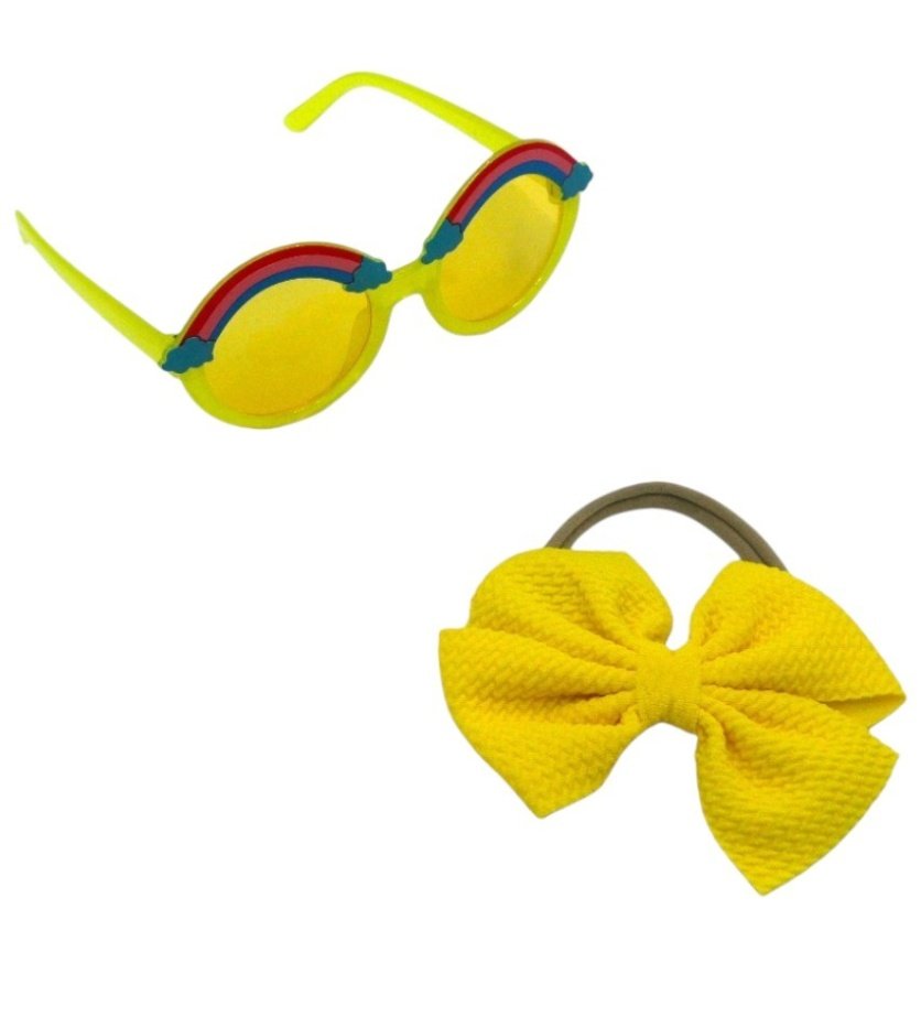 Anaya Rainbow Glasses with Bow Barrette Ponytail Set for Babies and Girls - Multi-Color - 0-4 Years