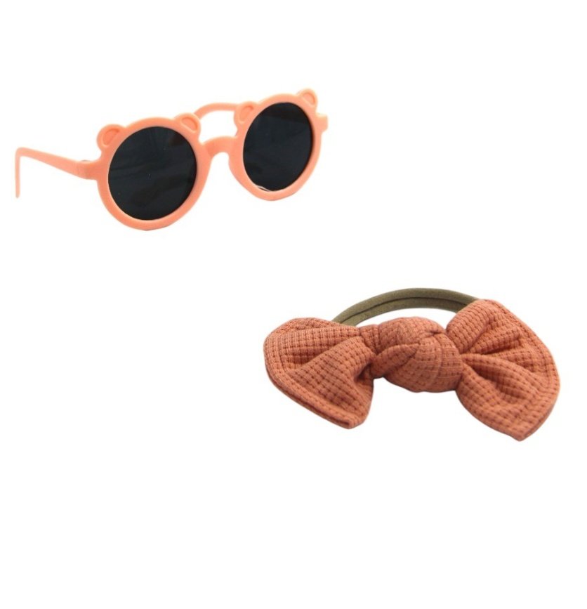 Romina Glasses with Bow Barrette Ponytail Set for Babies and Girls - Multi-Color - 0-4 Years