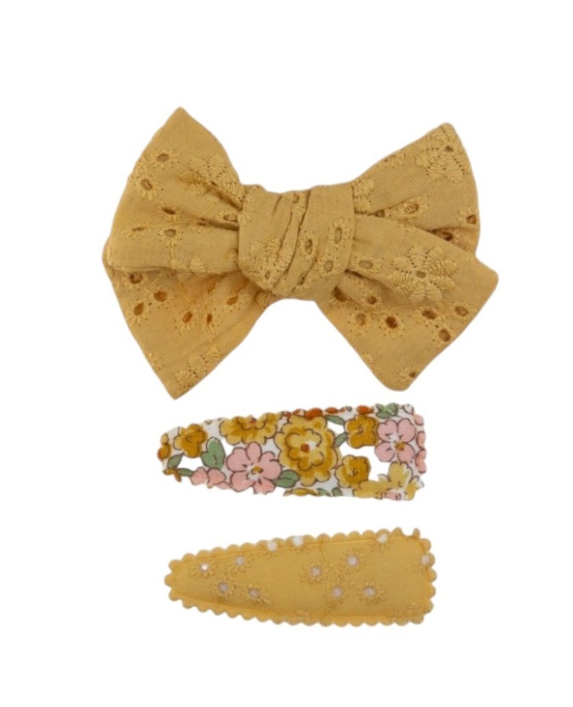 Jana Ribbon Bow Clip Set with Ponytail for Babies and Girls - Multi-Color - 1-9 Years
