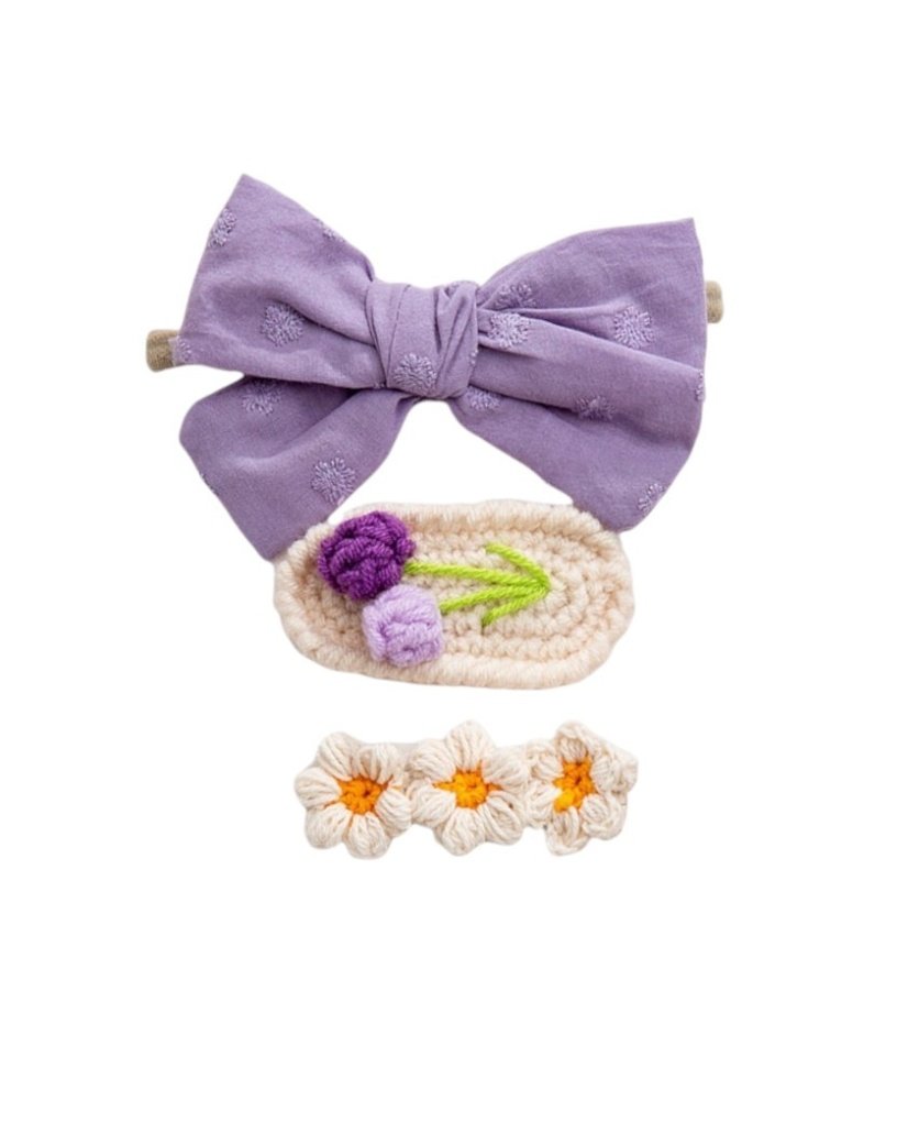 Angela Ribbon Bow Clip Set for Babies and Girls - Multi-Color - 1-5 Years