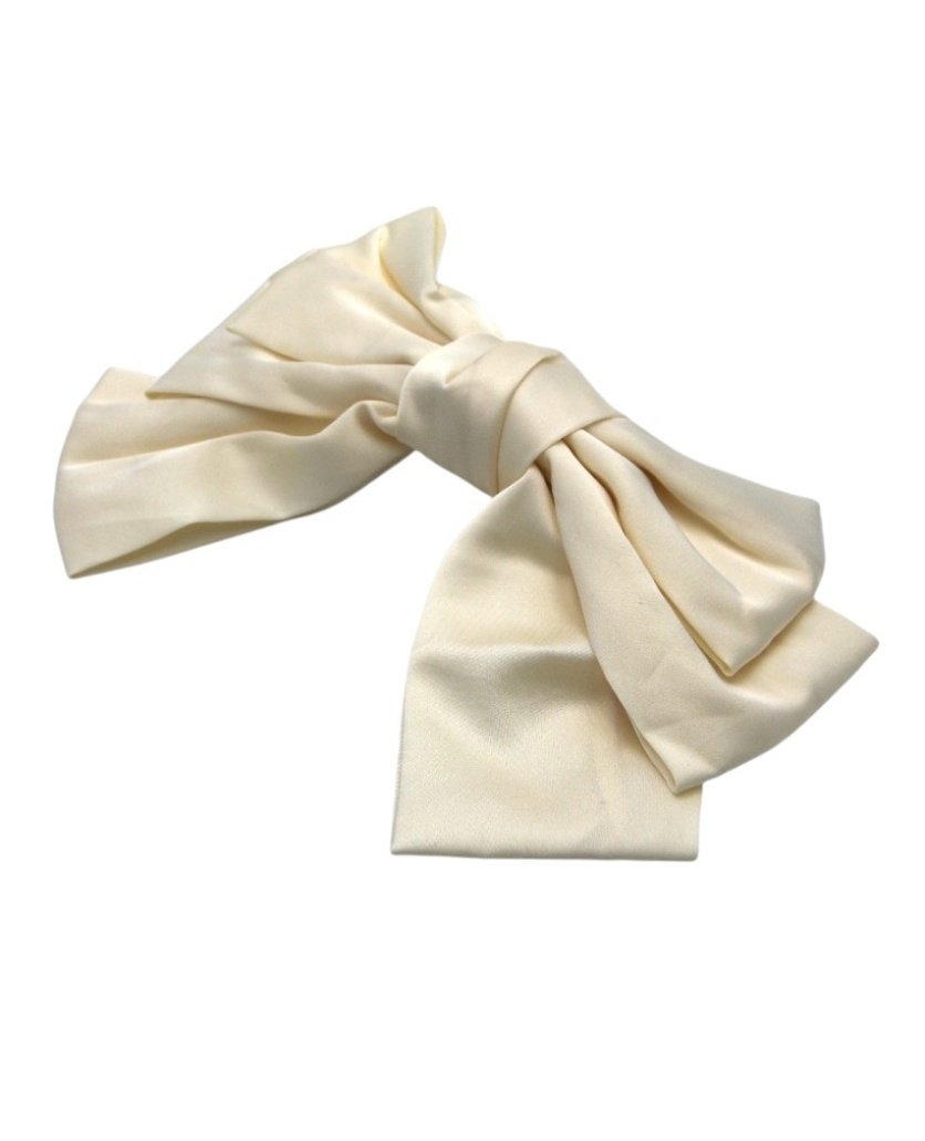 Aina Ribbon Big Bow Hair Clips - Cream - 1-13 Years