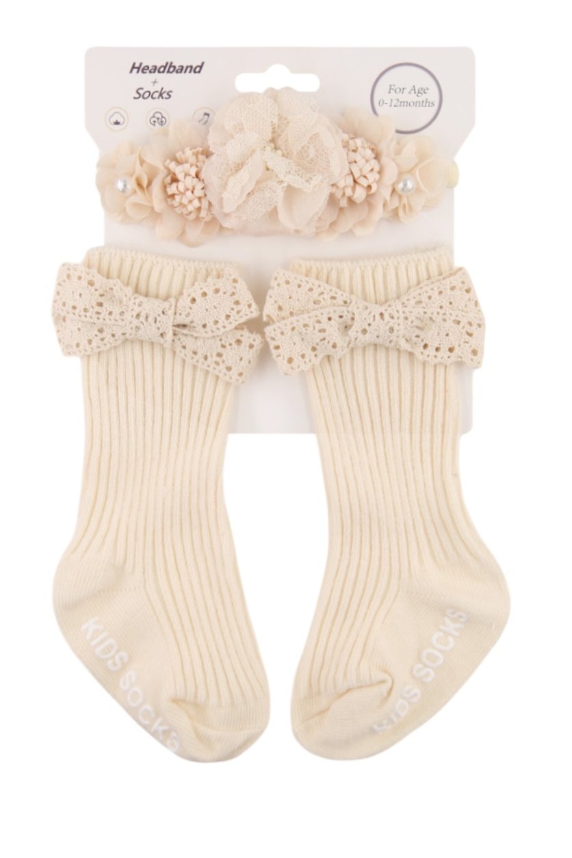 Briana Flower Headband and Socks Set