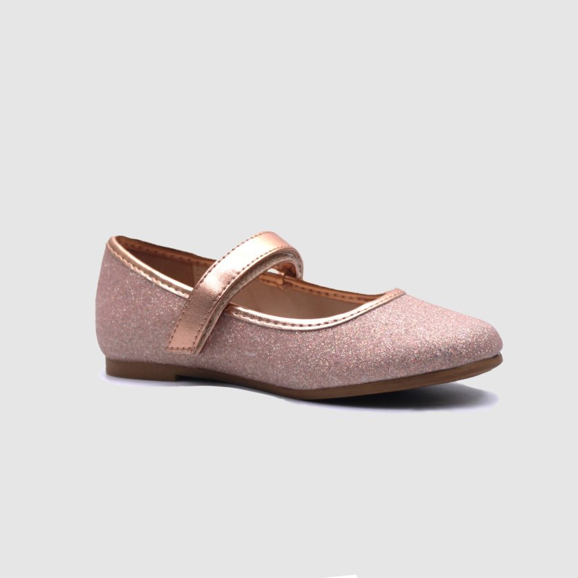 Sparkle Rose Ballet Flats Shoes - Rose Gold - 24EU to 34EU