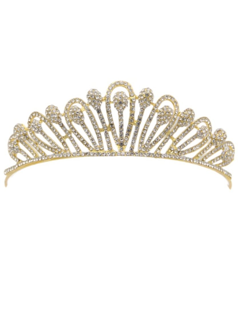 Sima Collection Faux White Gold Stones Crown Tiara