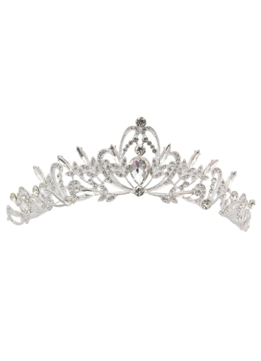 Amy Collection Faux White Stones Crown Tiara