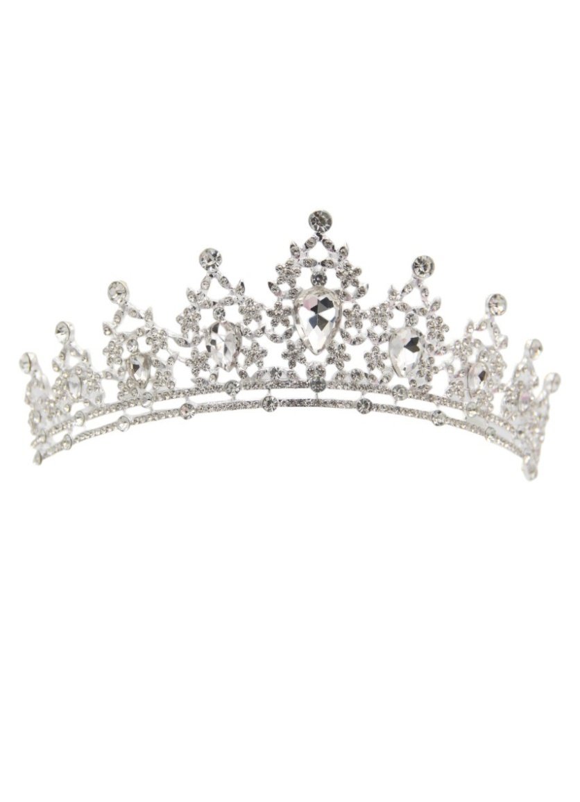 Angelika Collection Faux White Stones Crown Tiara