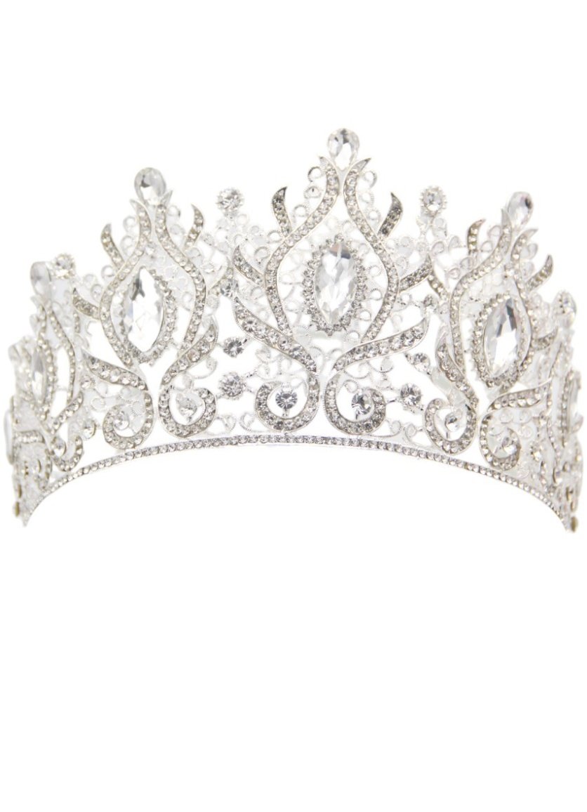 Roberta Collection Faux White with White Stones Crown Tiara
