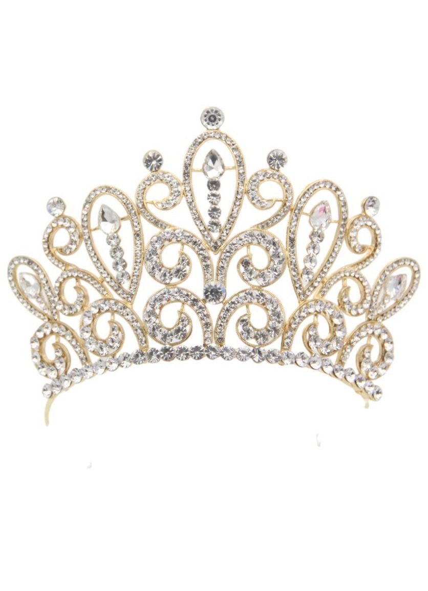 Nayomi Collection Faux White with Stones Crown Tiara