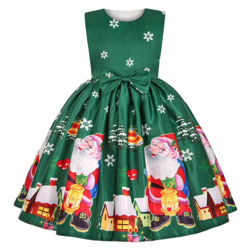 Christmas Festive Dark Green Girls Pageant Gown