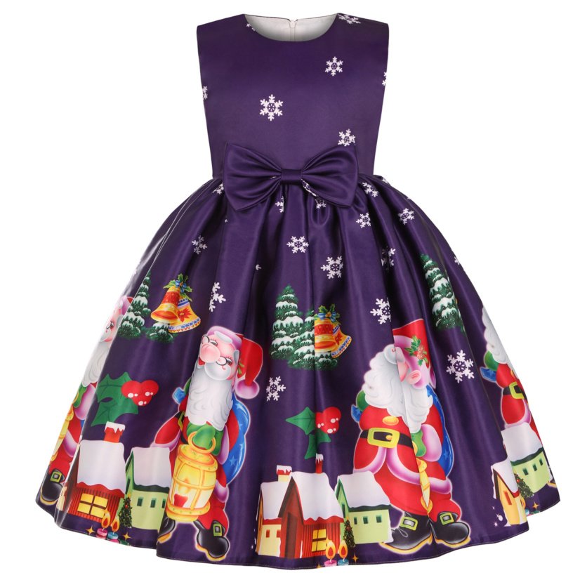 Christmas Festive Violet Girls Pageant Gown