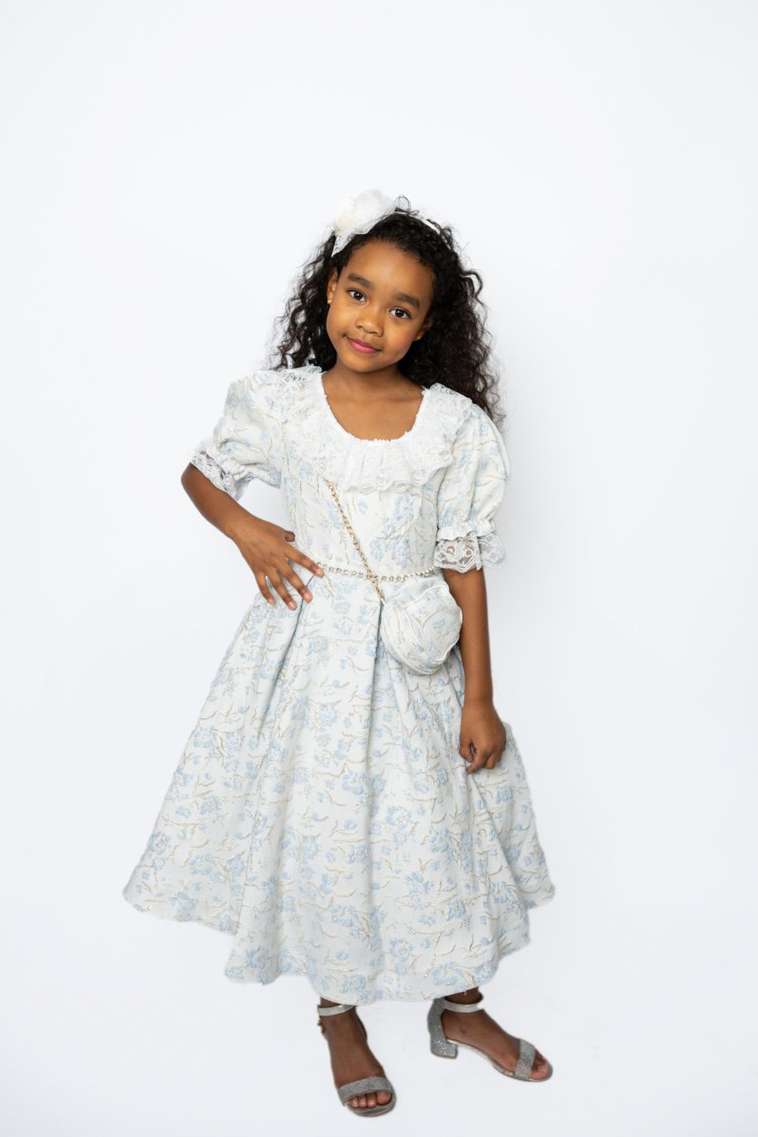 Printed Pleated Frock with bag and headband – D'Daniela, Dubai