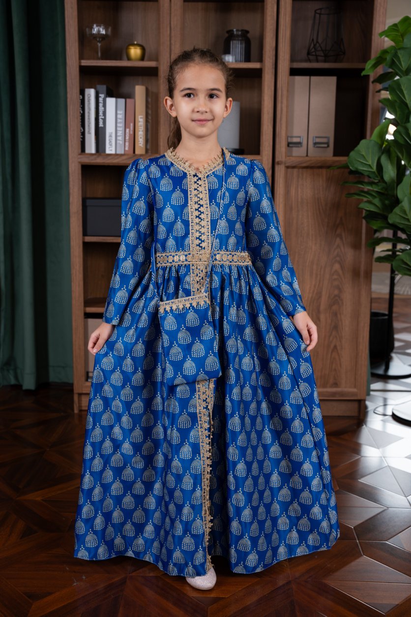 Noor Embroidered Jalabiya Abaya with Tie-Up Belt