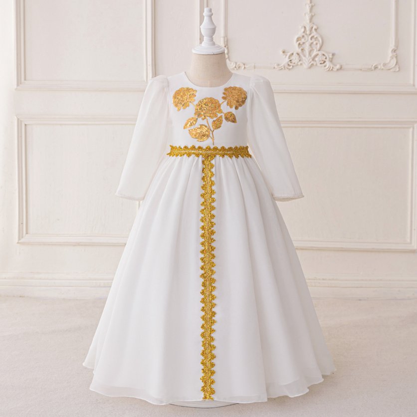 Crystal White Serenity Abaya – girls' dress by D'Daniela, Dubai
