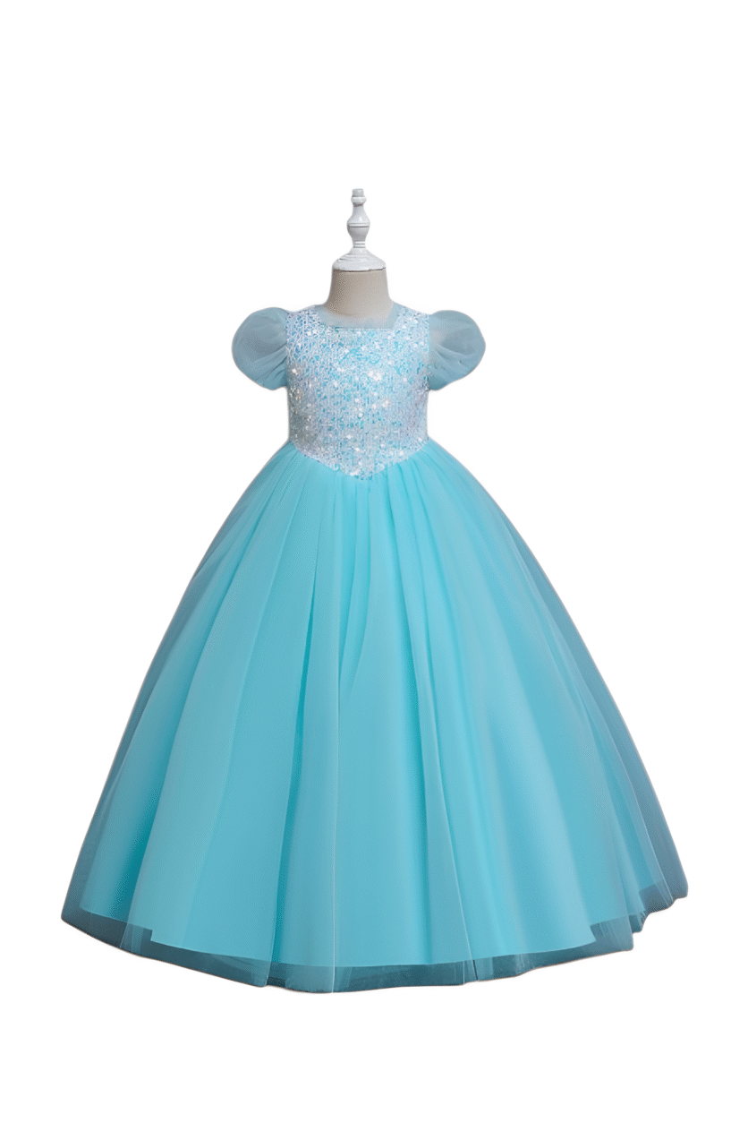 Tulle Princess Maxi Ball Gown with Short Sleeves – girls' dress by D'Daniela, Dubai