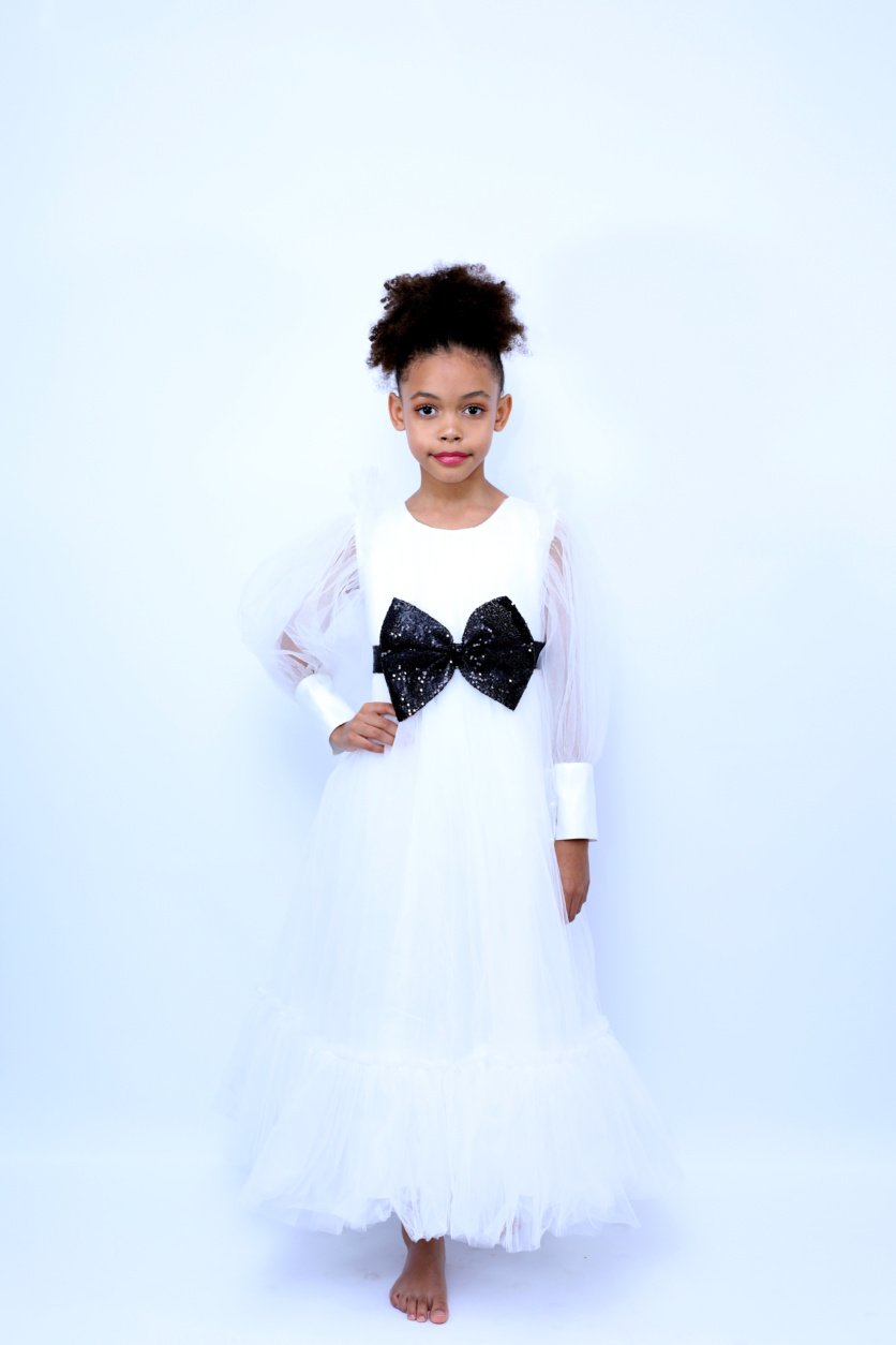 Malwina Party Dress with Black Bow