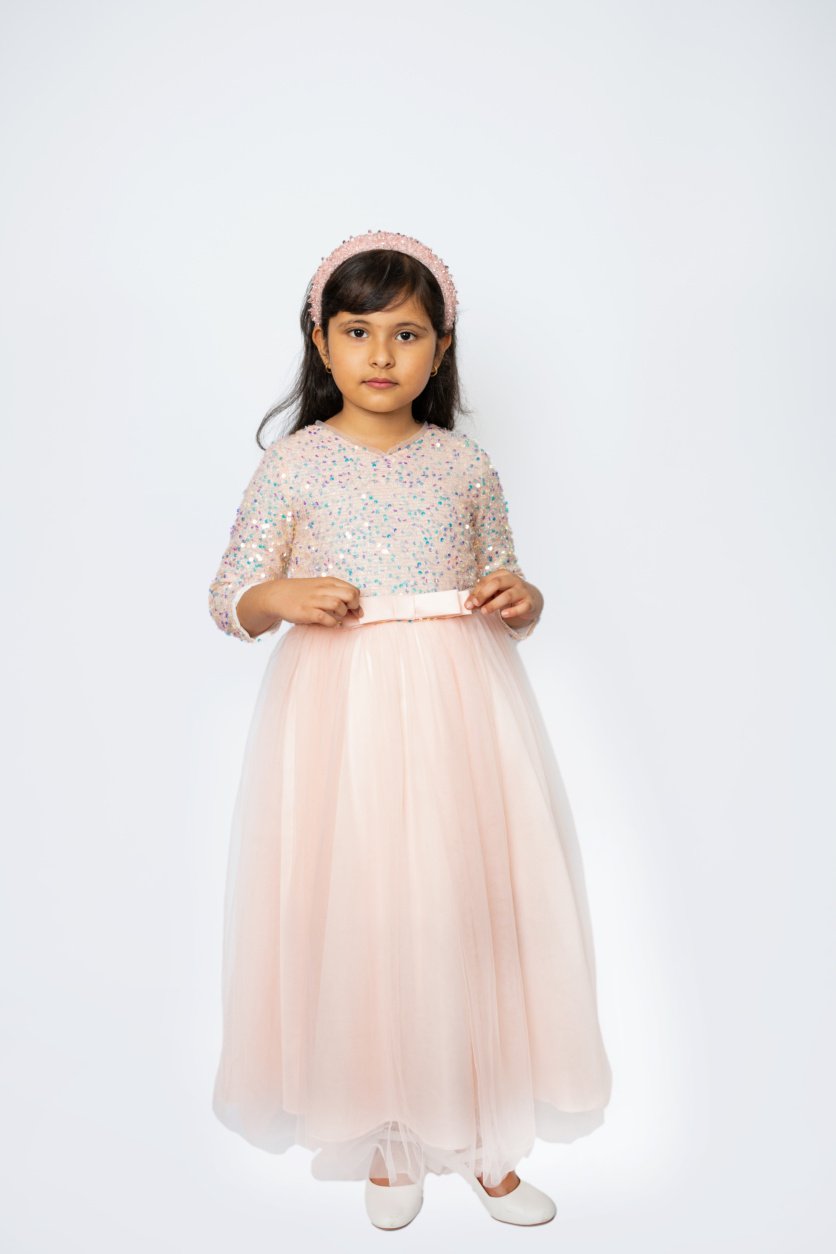 Sequins Long Sleeve Ball Gown – girls' dress by D'Daniela, Dubai