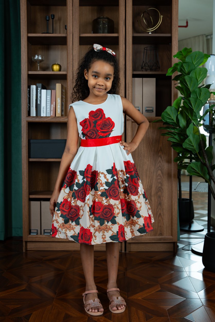 Enchanted Roses Classic Flower Dress with Hair clip – D'Daniela, Dubai