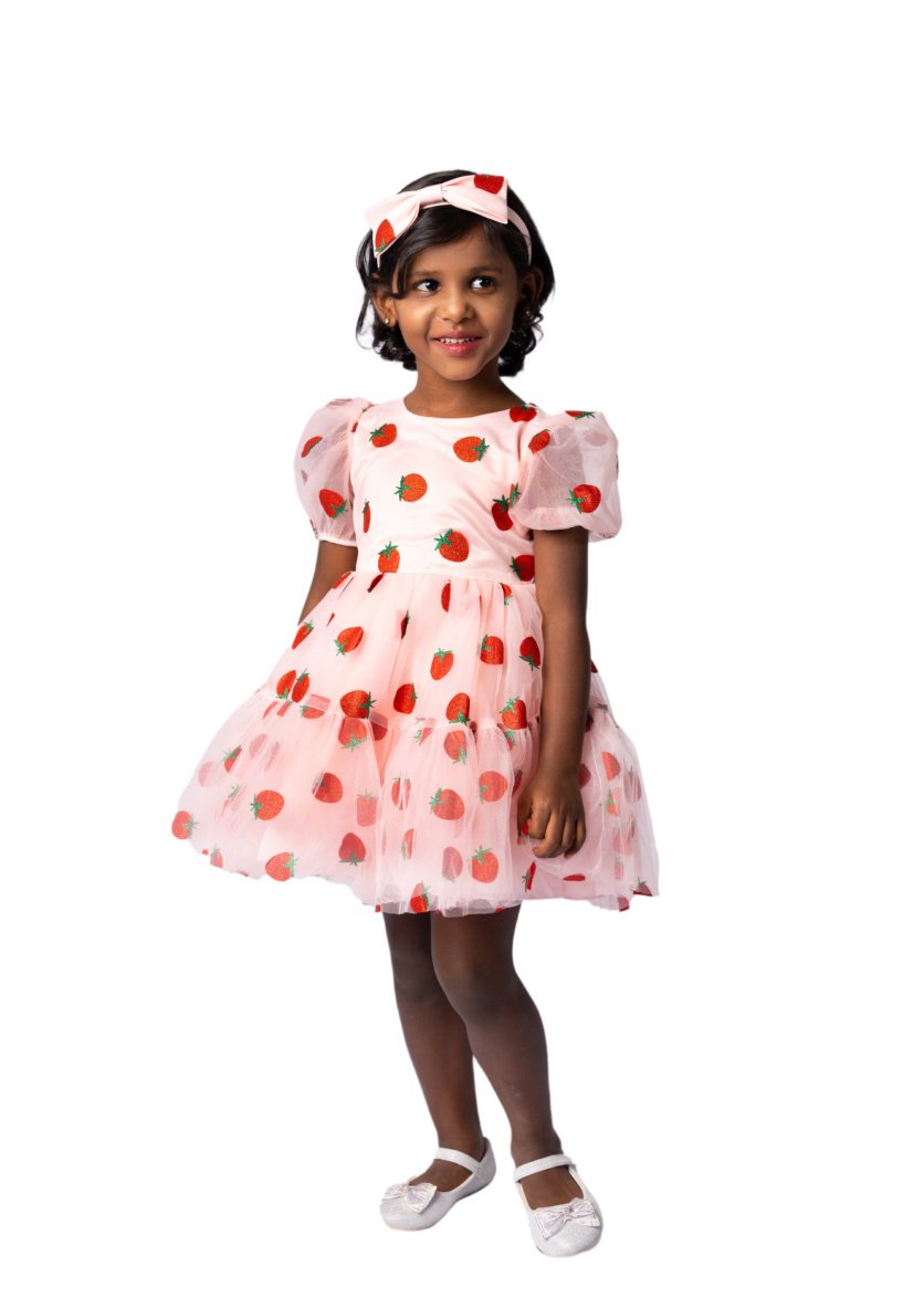Strawberry Printed Dress – girls' dress by D'Daniela, Dubai
