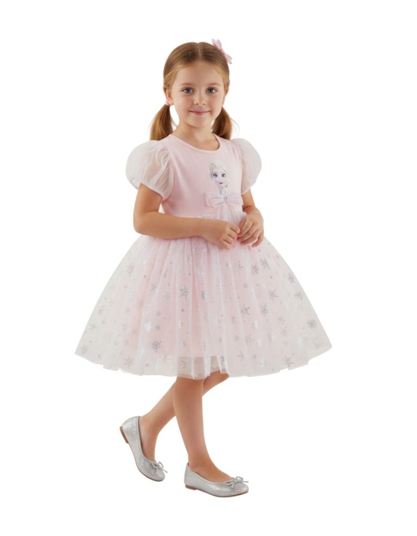 Elsa Stardust Princess Dress with Puff Sleeves Pink – Elsa Frozen dress for girls – D'Daniela