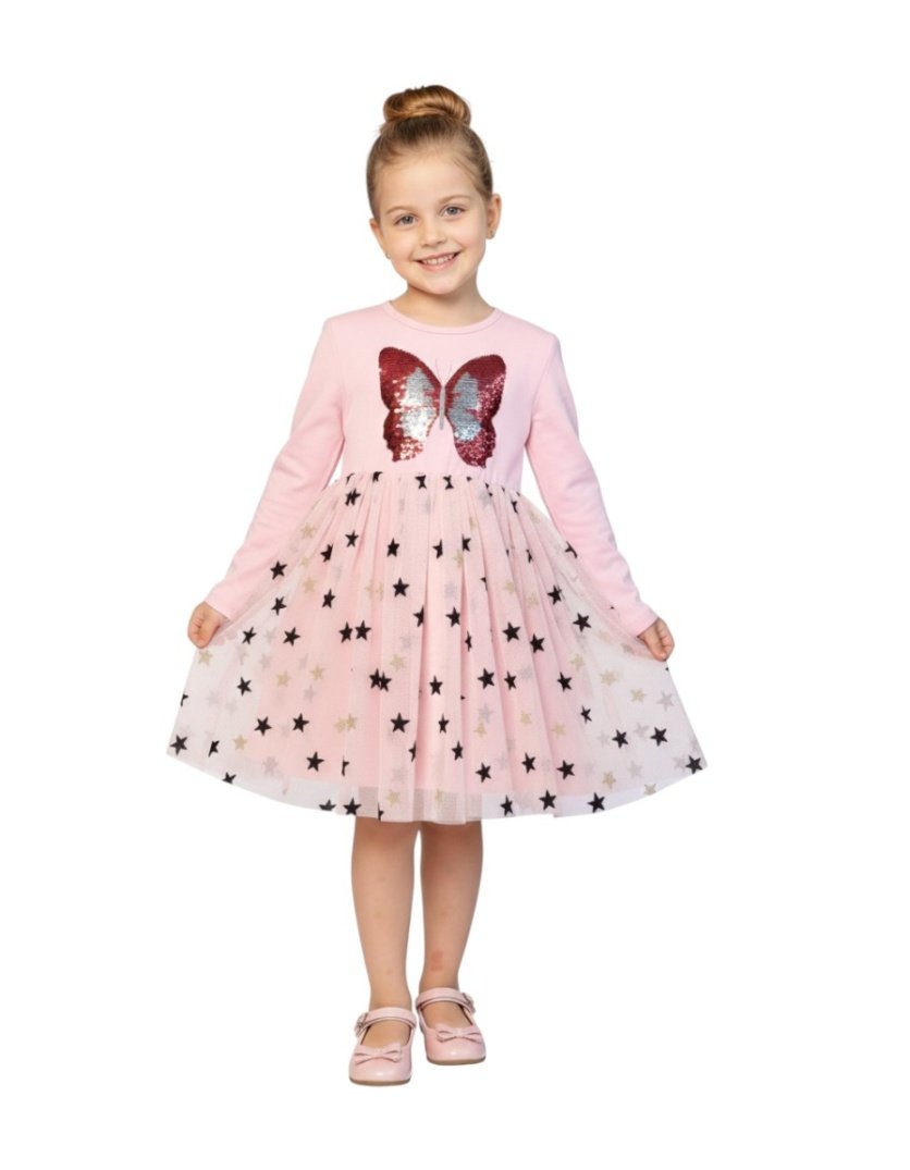 Butterfly and Stars Pink Dress – 1Y to 8Y