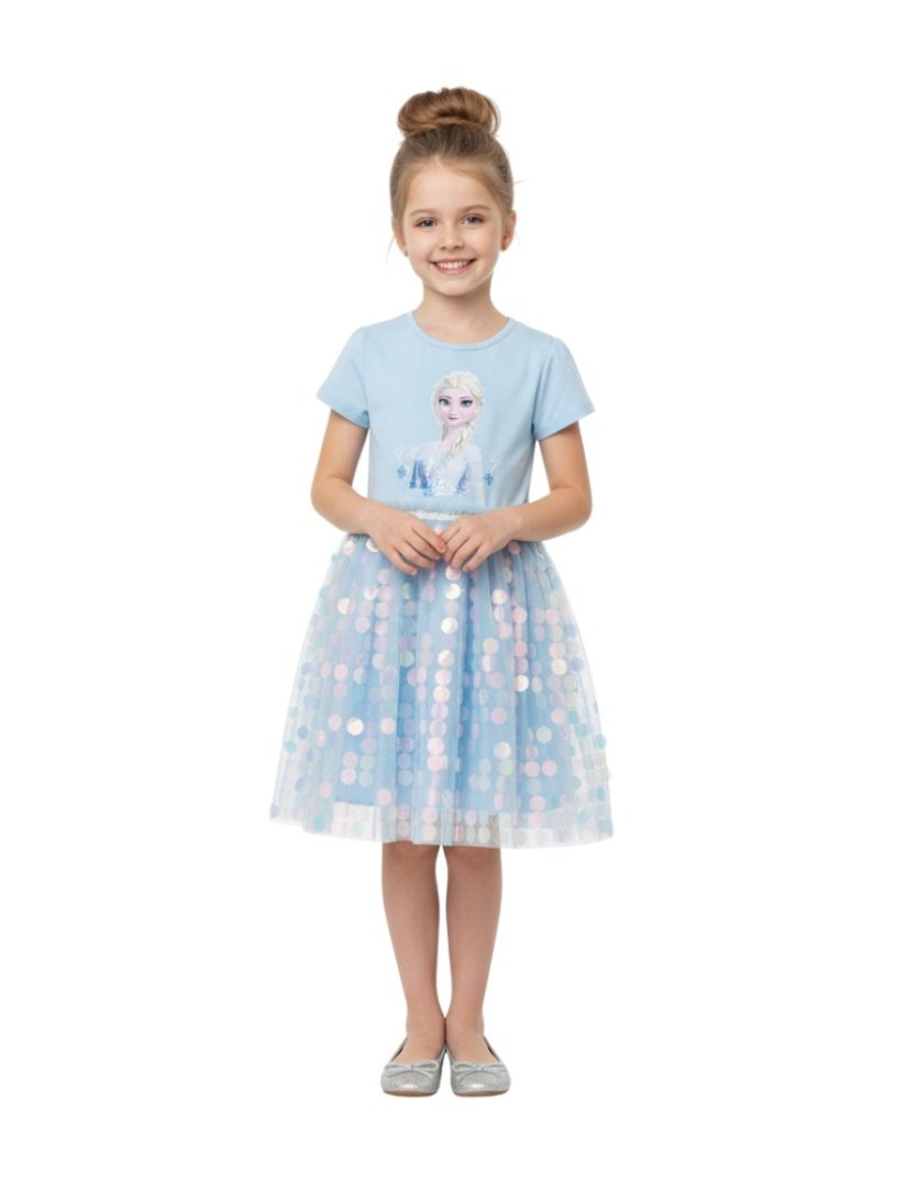Elsa Glitter Dress Light Blue with Back Zipper – Elsa Frozen dress for girls – D'Daniela