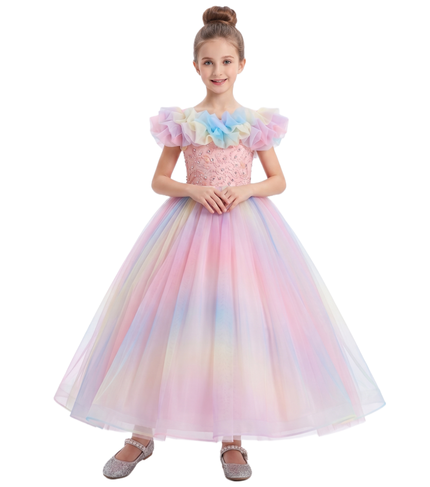 Enchanted Rainbow Tulle Gown - Multicolor - 3Y to 12Y – D'Daniela, Dubai