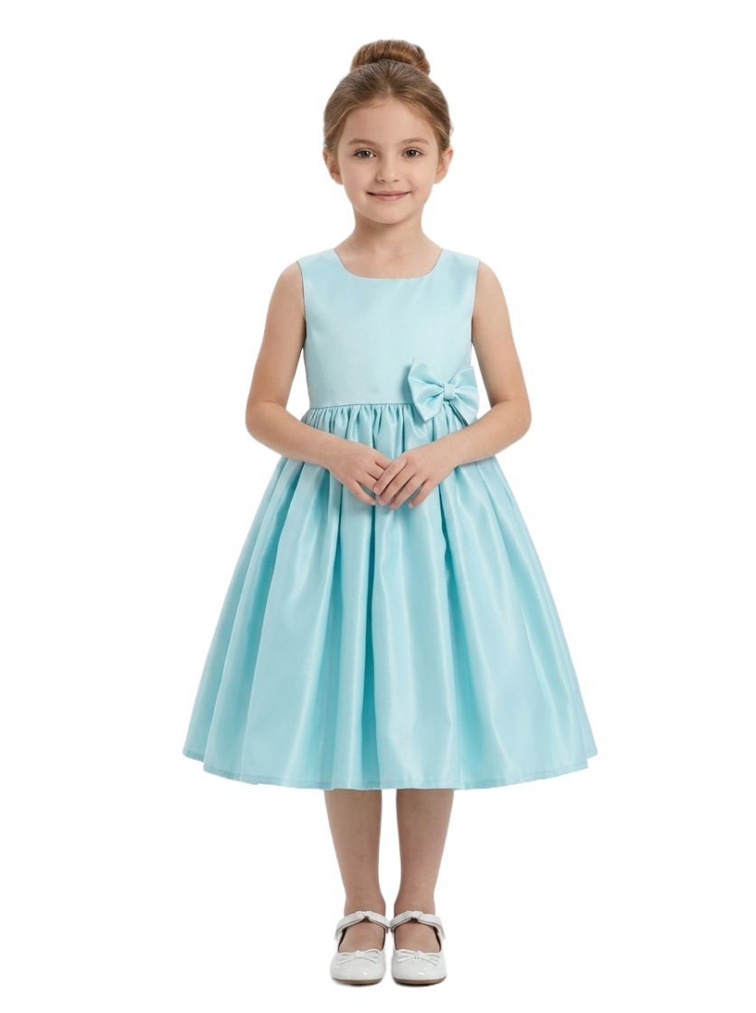 Kiana Satin Sleeveless Party Dress - Turquoise -1Y to 10Y – girls' dress by D'Daniela, Dubai
