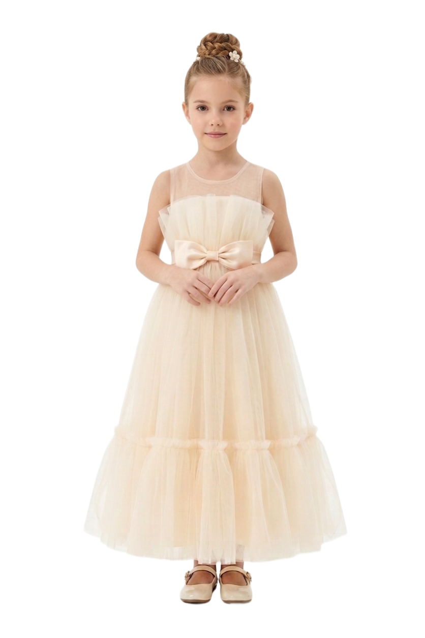 Champagne Dream Ball Dress- Champagne - 3Y to 13Y – girls' dress by D'Daniela, Dubai