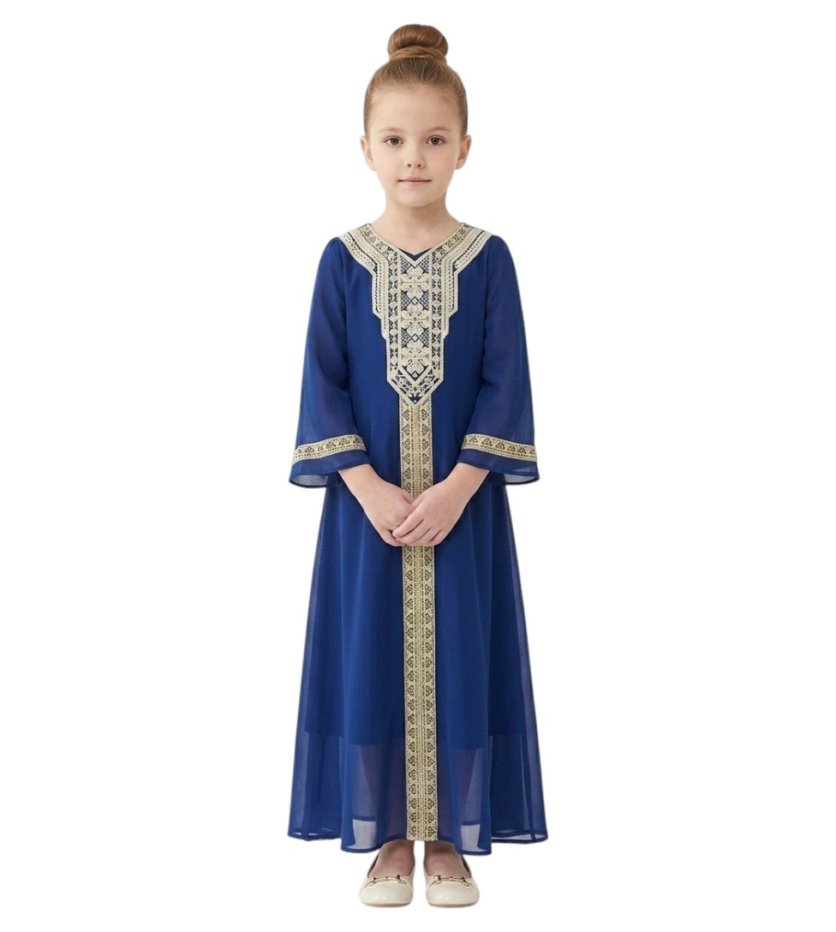 Bidani - Majestic Sapphire Chiffon Formal Dress - Dark Blue - 4Y To 7Y – girls' dress by D'Daniela, Dubai