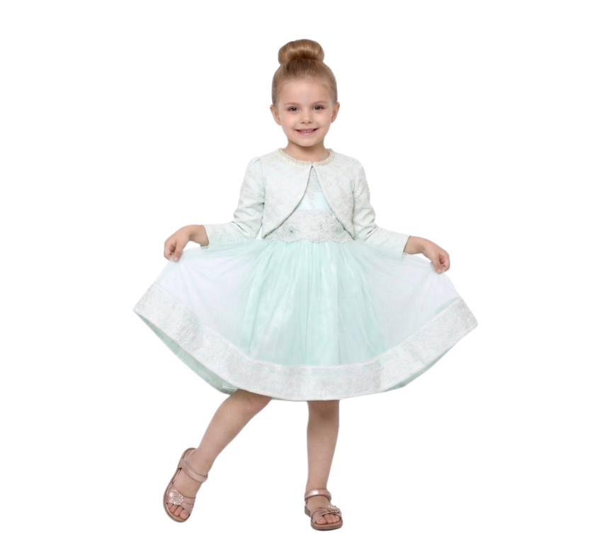 Girls' Mint Green Party Dress Set - Mint Green - 3 Years to 12 Years – girls' dress by D'Daniela, Dubai