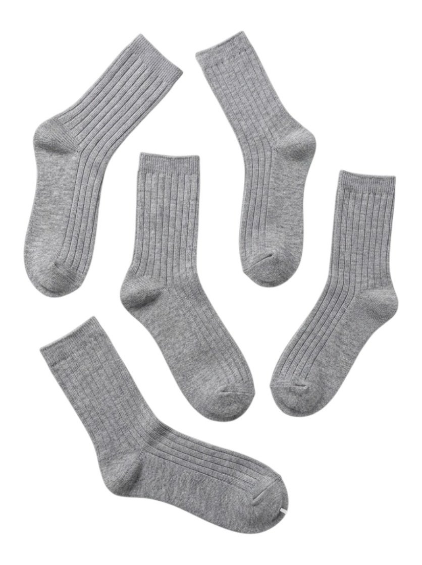 Essential Gray Cotton School Socks 1 (5-Pack) Long