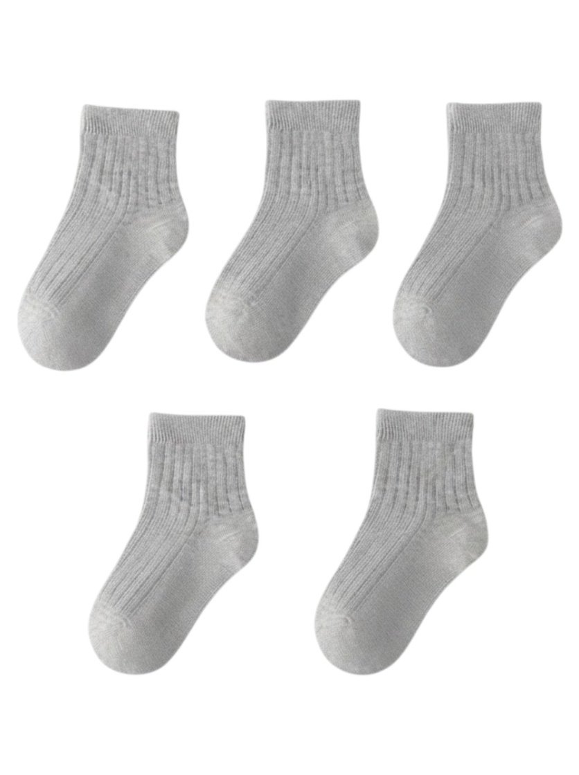 Essential Gray Cotton School Socks 1 (5-Pack) Short