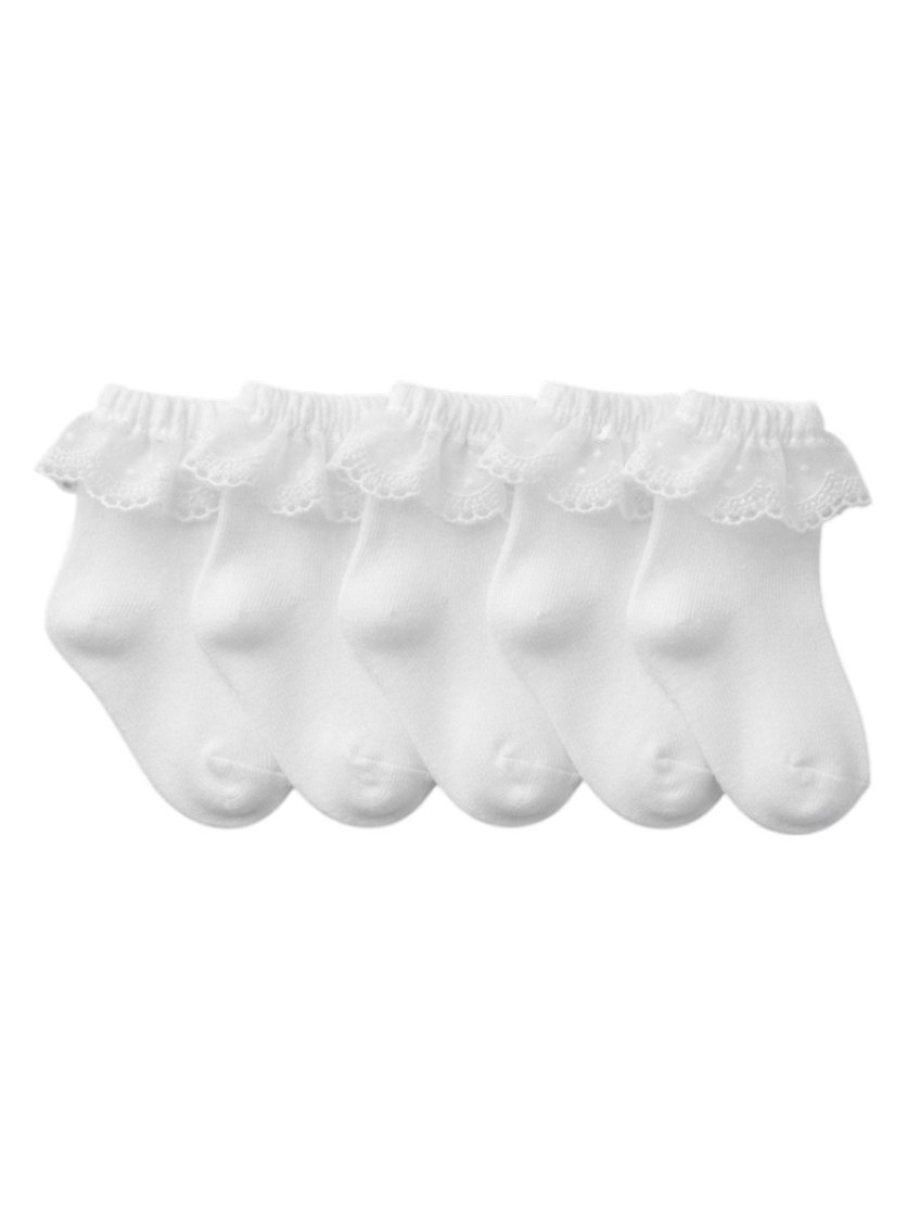 Baby Girl Eyelet Lace Ruffle Ankle Socks 5 Pairs