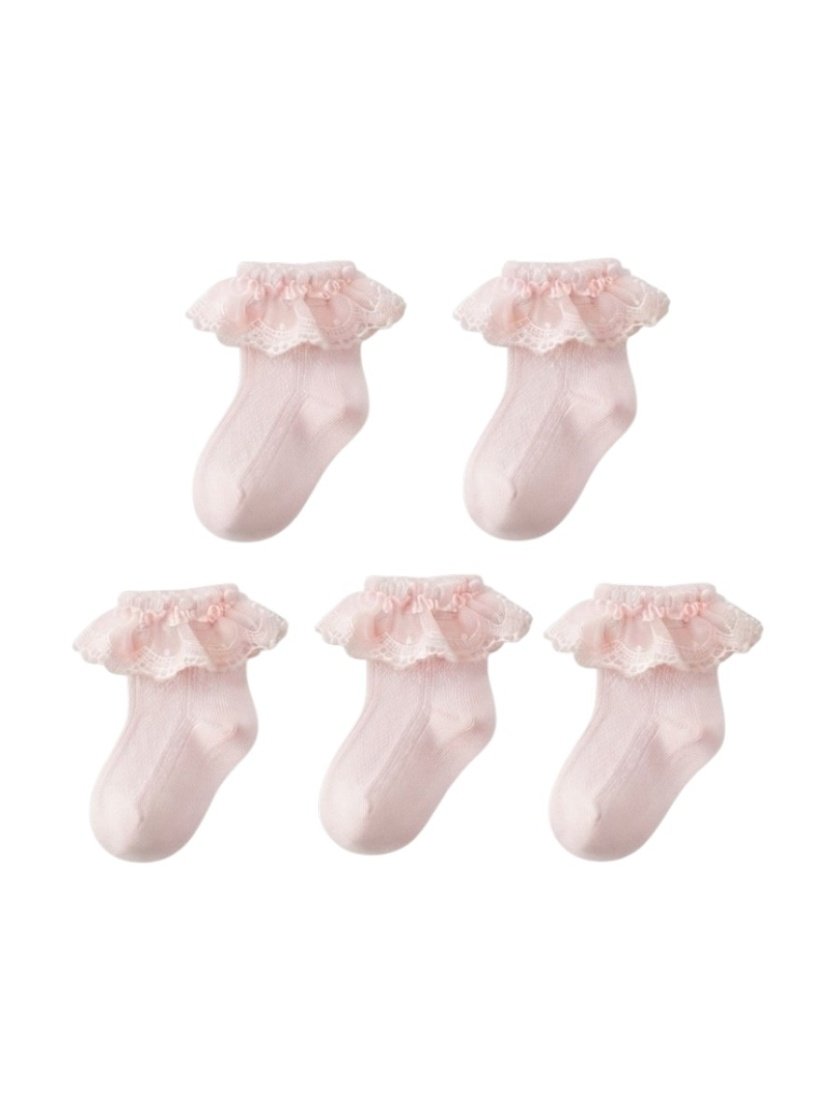 Baby Girl Eyelet Lace Ruffle Ankle Socks 5 Pairs