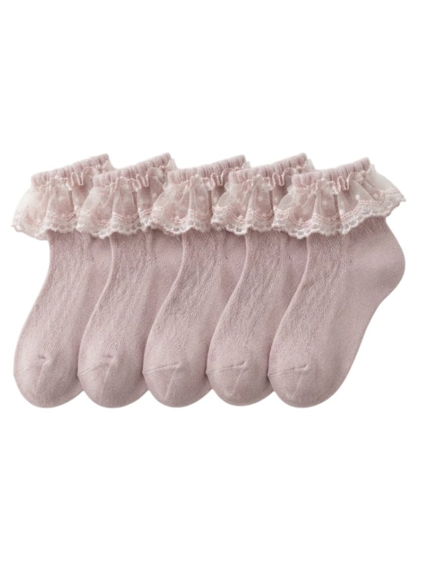 Baby Girl Eyelet Lace Ruffle Ankle Socks 5 Pairs