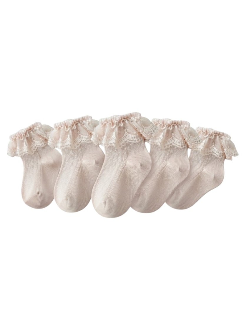 Baby Girl Eyelet Lace Ruffle Ankle Socks 5 Pairs