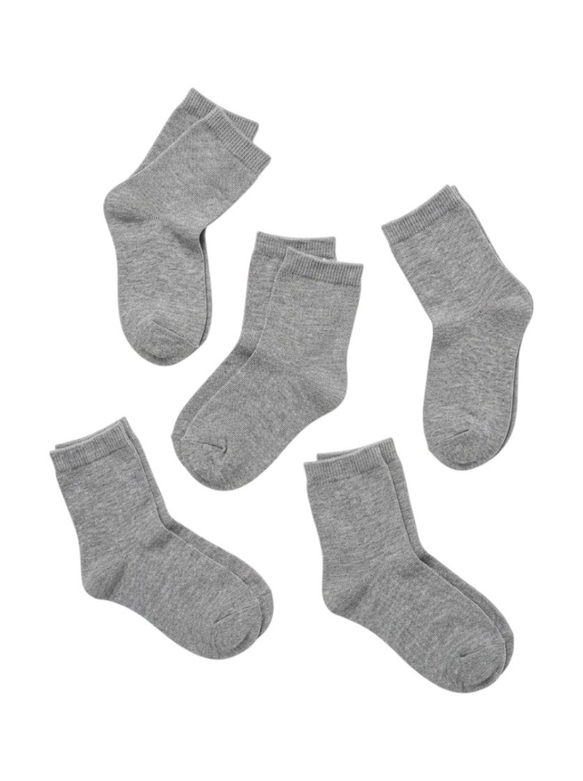 Essential Gray Cotton School Socks 2 (5-Pack) Short