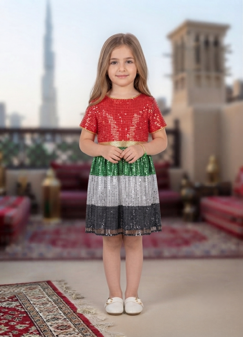 UAE National Colors Sequin Dress