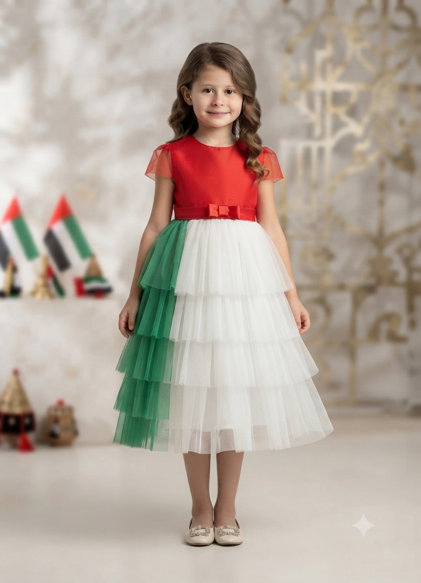 UAE Flag Tulle Gown