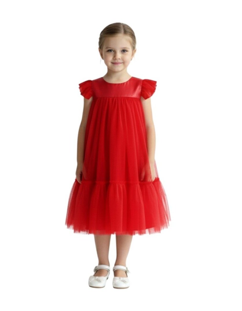 Pleated Semi Casual Dress Red