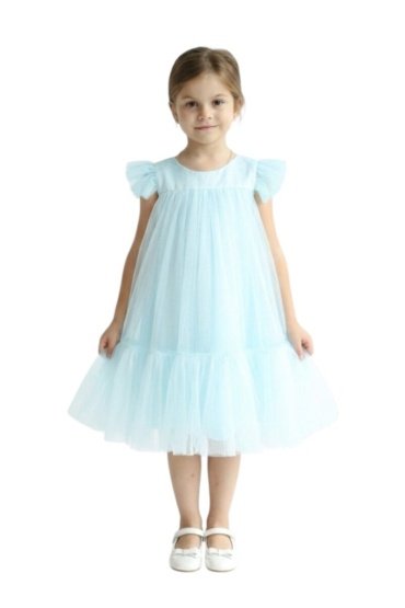 Pleated Semi Casual Dress Light Blue
