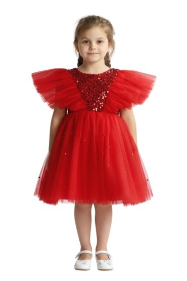 Butterfly Sequined Dress Red