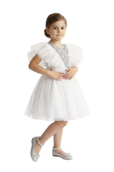 Butterfly Sequined Dress White
