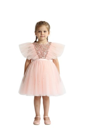Butterfly Sequined Dress Light Pink