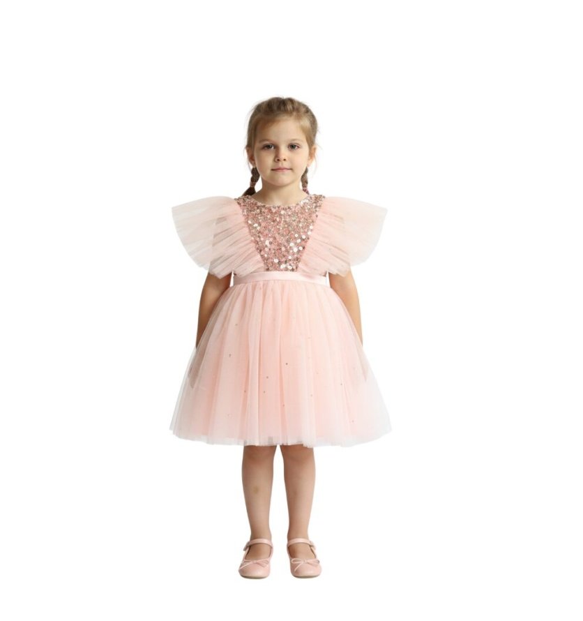 Butterfly Sequined Dress Light Pink