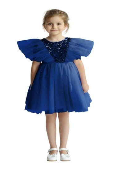 Butterfly Sequined Dress Navy Blue