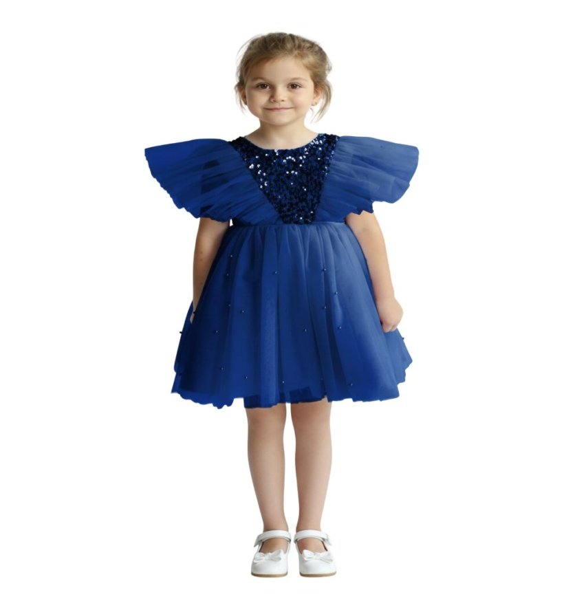 Butterfly Sequined Dress Navy Blue