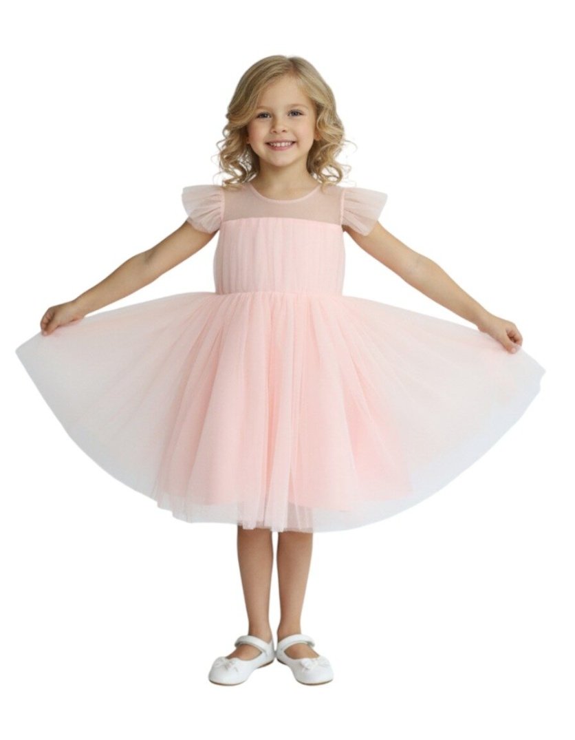 Pleated Flare Dress Baby Pink